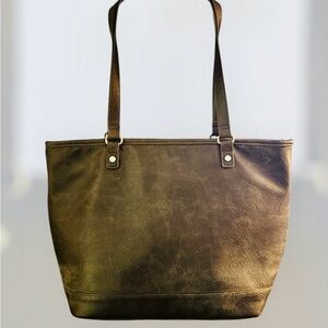 Thirty One Brown Faux Leather Tote Bag